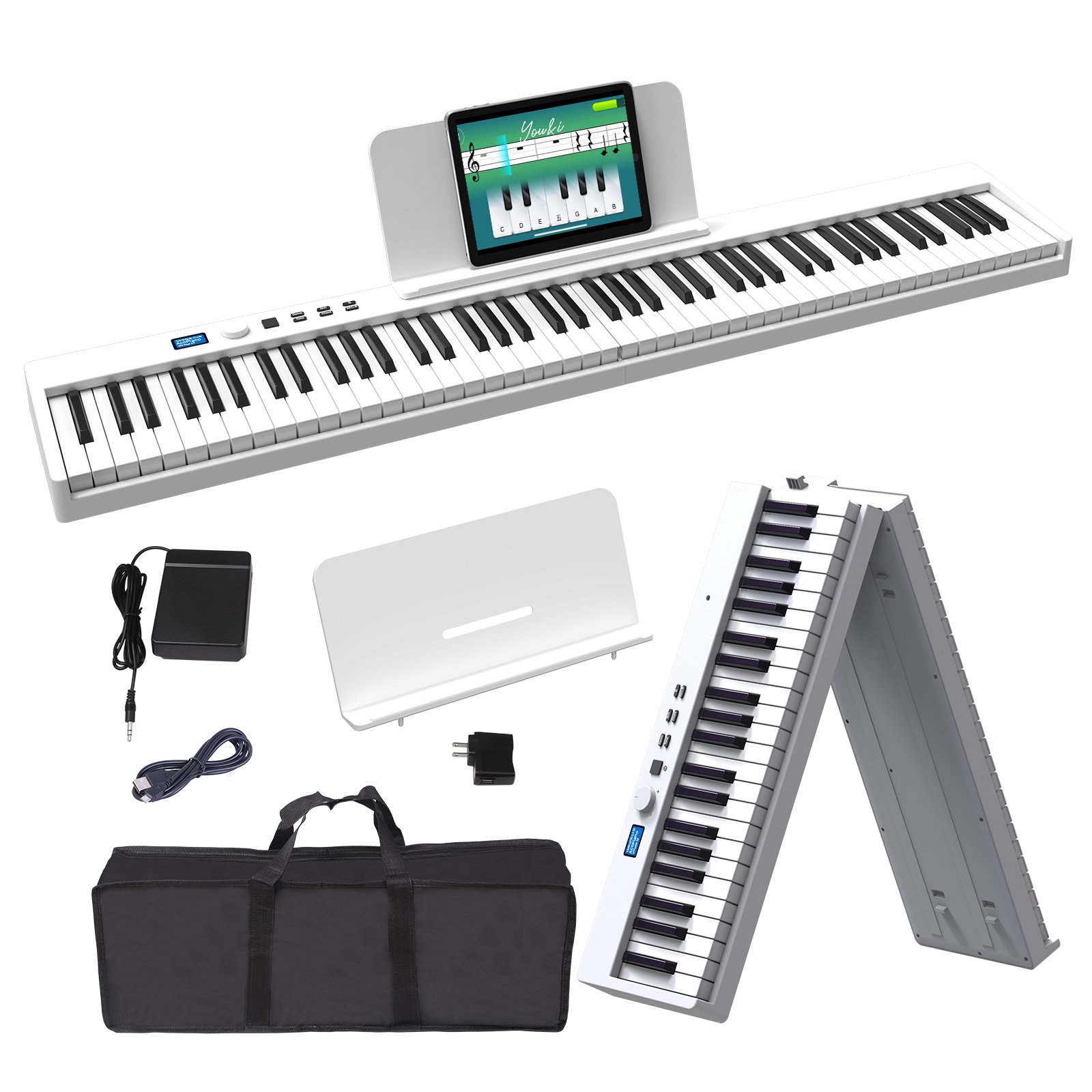Unleash Your Musical Talent Anywhere: 88-Key Foldable Piano – The Ultimate Portable Keyboard!