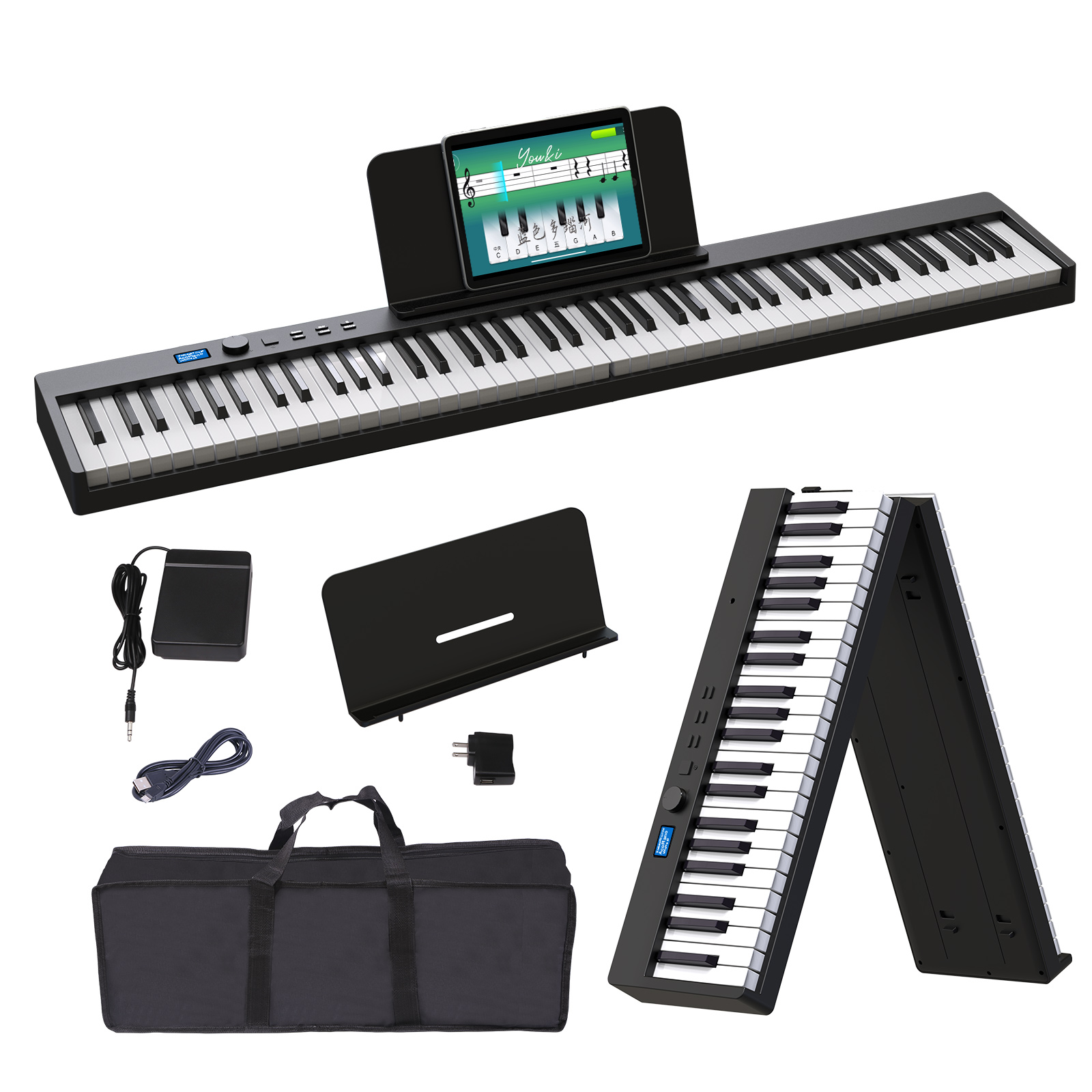 Unleash Your Musical Talent Anywhere: 88-Key Foldable Piano – The Ultimate Portable Keyboard